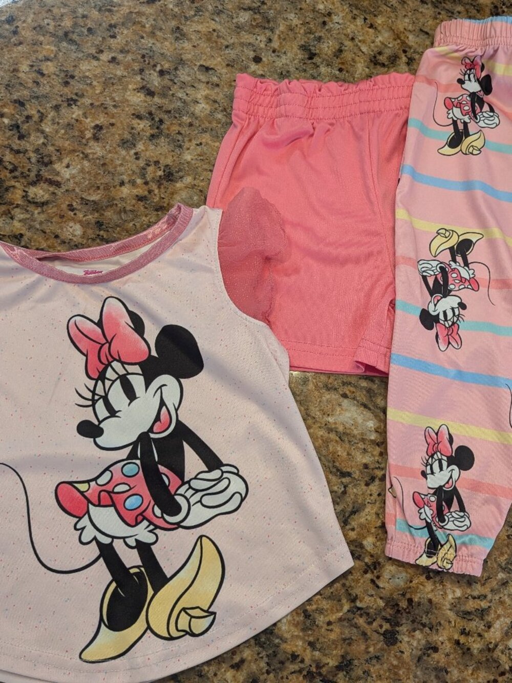Minnie Mouse 3-Piece Kids Pajama Set- Sleeveless Top, Shorts & Pants
